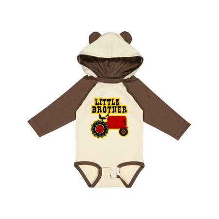 Inktastic Red Tractor Little Brother Gift Baby Boy Long Sleeve Bodysuit