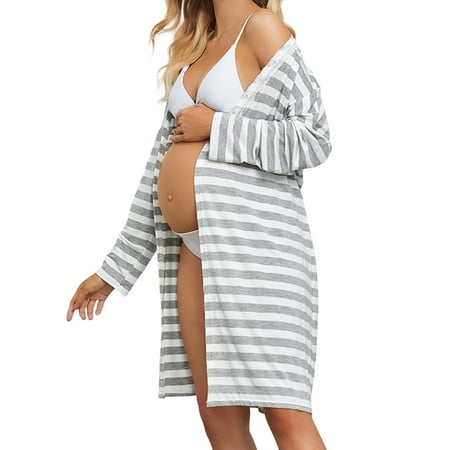 SpringTTC Women Maternity Dresses V-Neck Long Sleeve Stripe Print Lacing Nursing Homewear Chemise Maternity Robes
SpringTTC Women Maternity Dresses V-Neck Long Sleeve Stripe Print Lacing Nursing Homewear Chemise Maternity Robes
