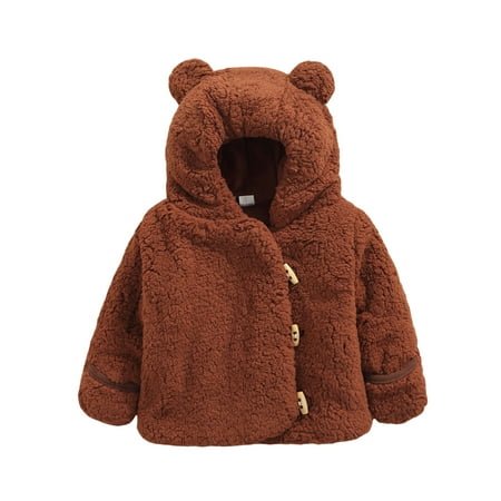 Sunisery Autumn Winter Baby Girls Warm Wool Coat Solid Single Breasted Long Sleeve Ear Hooded Plush Outwear Brown 1-2 Years
Sunisery Autumn Winter Baby Girls Warm Wool Coat Solid Single Breasted Long Sleeve Ear Hooded Plush Outwear Brown 1-2 Years