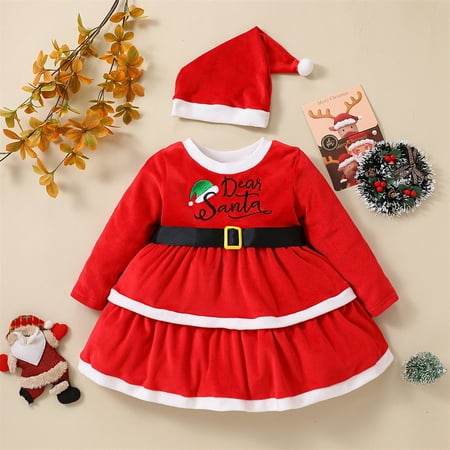Girls Dress & Xmas Hat Outfits Sets Long Sleeve Kids Toddler Little Girl Santa Dresses Size 1-5 T Red 2-3 Years
Girls Dress & Xmas Hat Outfits Sets Long Sleeve Kids Toddler Little Girl Santa Dresses Size 1-5 T Red 2-3 Years