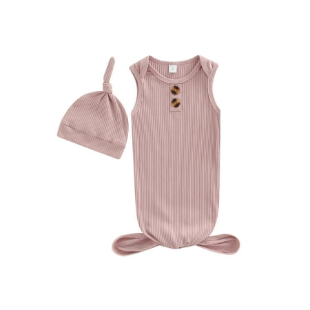 Sunisery Newborn Infant Baby Boys Girls Summer 2Pcs Outfits Solid Color Sleeveless Ribbed Footed Sleeping Bag + Hat Pink 0-3 Months
Sunisery Newborn Infant Baby Boys Girls Summer 2Pcs Outfits Solid Color Sleeveless Ribbed Footed Sleeping Bag + Hat Pink 0-3 Months