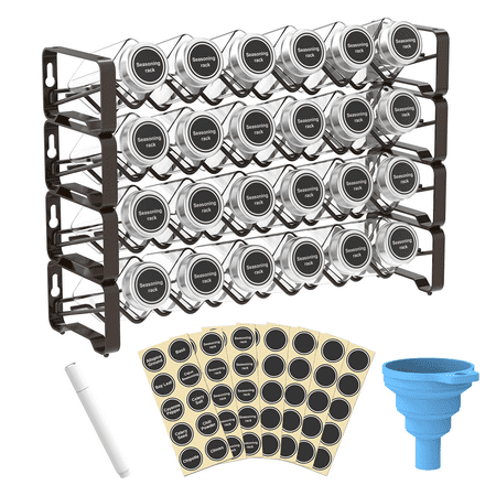 4 Tier Stackable Spice Rack with 24 Glass Spice Bottle Organizer with 80 Labels Complete Set with Chalk and Funnel for Countertop Cabinet or Wall Mount
4 Tier Stackable Spice Rack with 24 Glass Spice Bottle Organizer with 80 Labels Complete Set with Chalk and Funnel for Countertop Cabinet or Wall Mount