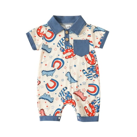 Suanret Independence Day Baby Boys Girls Romper Dinosaur Stars Print Short Sleeve Jumpsuit Infant Summer Bodysuit Beige 3-6 Months
Suanret Independence Day Baby Boys Girls Romper Dinosaur Stars Print Short Sleeve Jumpsuit Infant Summer Bodysuit Beige 3-6 Months