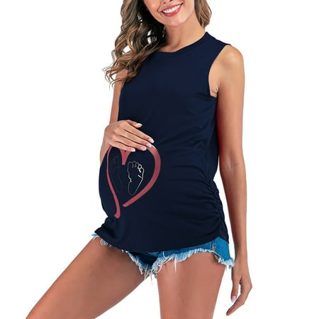 CaComMARK PI Maternity/Nursing Clothing Clearance Woman Round Neck Sleeveless Vest Heat Baby Feet Print Solid Color Top Dark Blue
CaComMARK PI Maternity/Nursing Clothing Clearance Woman Round Neck Sleeveless Vest Heat Baby Feet Print Solid Color Top Dark Blue