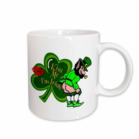 3dRose Kiss Me Im Irish Leprechaun Ceramic Mug 15-ounce