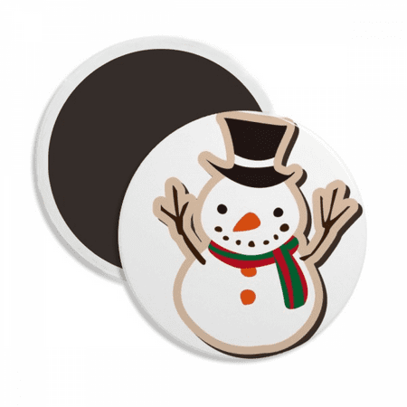 mas Snowman Cartoon Festival Round Ceracs Fridge Magnet Keepsake Decoration