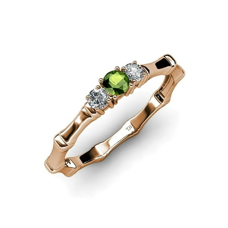 Green Garnet with Side Diamond (SI2-I1 G-H) Three Stone Bamboo Ring 0.31 ct tw 14K Rose Gold.size 5.5
Green Garnet with Side Diamond (SI2-I1 G-H) Three Stone Bamboo Ring 0.31 ct tw 14K Rose Gold.size 5.5