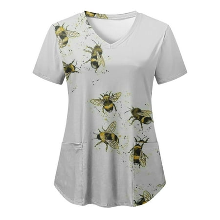 Bee Printed Working Uniform Lady 2023 New Protective Clothing Women s Spring Short Sleeved V Neck Printed Pocket T Top Scrubs Uniform Nurses
Bee Printed Working Uniform Lady 2023 New Protective Clothing Women s Spring Short Sleeved V Neck Printed Pocket T Top Scrubs Uniform Nurses