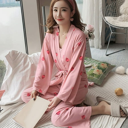 3 Pcs Autumn Women Pajamas Set Printed Spaghetti Strap Vest Pants Gown Sleepwear(Pink 2 XL)
3 Pcs Autumn Women Pajamas Set Printed Spaghetti Strap Vest Pants Gown Sleepwear(Pink 2 XL)