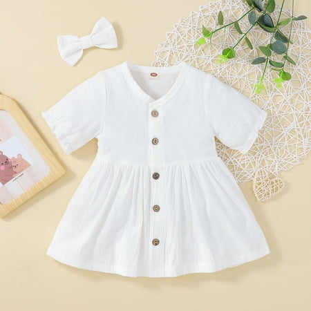 Hunpta Toddler Baby Kids Girl Dresses Outfits Solid Color Short Sleeves Single Breasted Dress Headband 2Pcs Clothes Set
Hunpta Toddler Baby Kids Girl Dresses Outfits Solid Color Short Sleeves Single Breasted Dress Headband 2Pcs Clothes Set