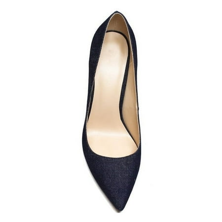 YCNYCHCHY Spring Pointed Toe Denim 12cm Thin High Heels Lady Pumps Slip On Sexy Hot Woman Party Classics Office Shoes Big Size Women