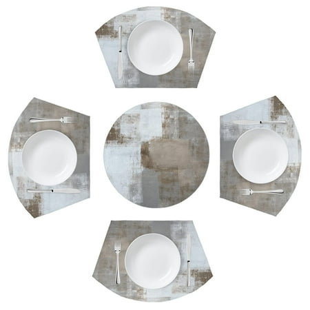 Placemats for Round Tables Set of 5 Modern Abstract Art 4 Wedge Table mats 1 Round Table mats Washable Heat Resistant Non-Slip Dining Table for Home Kitchen Indoor Cloth Placemat
Placemats for Round Tables Set of 5 Modern Abstract Art 4 Wedge Table mats 1 Round Table mats Washable Heat Resistant Non-Slip Dining Table for Home Kitchen Indoor Cloth Placemat