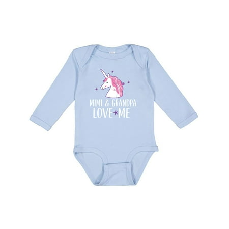 Inktastic Mimi and Grandpa Love Me Unicorn Gift Baby Girl Long Sleeve Bodysuit