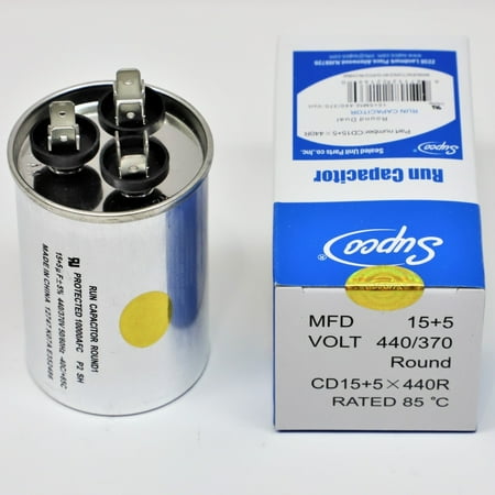 Supco CD15+5X440R Supco CD15+5X440R HVAC Motor Round Dual Run Capacitor 15 + 5 MFD 440 Volts