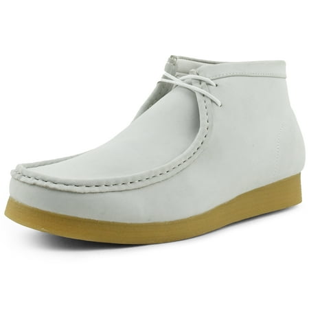 Amali Mens Hightop Suede Leather Formal Lace Up Chukka Boots White Size 8