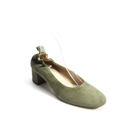Pre-owned|Everlane Womens The Heeled Ballet Pumps Green Suede Size 6.5