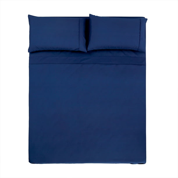4 PC KING SHEET SET SOLID MICROFIBER NAVY -SERIES 1400-