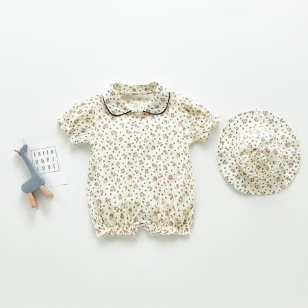 Infant Baby Girls Romper Set Casual Doll Collar Short Sleeve Button Jumpsuit + Sun Hat
Infant Baby Girls Romper Set Casual Doll Collar Short Sleeve Button Jumpsuit + Sun Hat