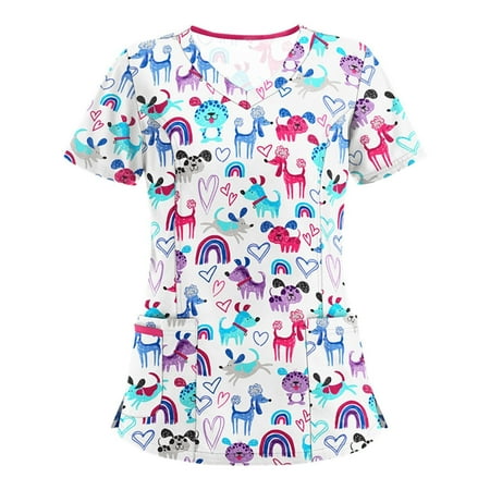 JWZUY Womens Cute Animal Print Short Sleeve Tops V Neck Breathable Scrub Tops Professional Workwear Shirts Medical Nursing Uniform Tunic Tees Tshirts Pink XL
JWZUY Womens Cute Animal Print Short Sleeve Tops V Neck Breathable Scrub Tops Professional Workwear Shirts Medical Nursing Uniform Tunic Tees Tshirts Pink XL