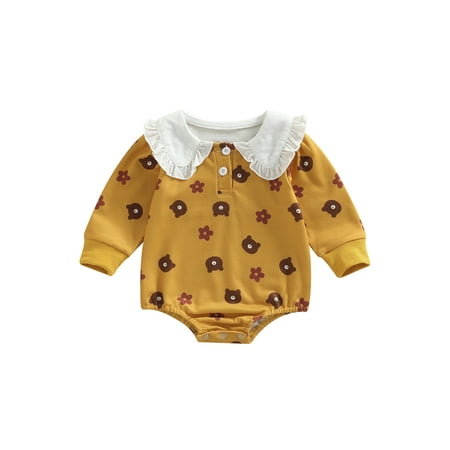 CenturyX Newborn Baby Girl Long Sleeve Romper Cartoon Bear Flower Printed Doll Collar Ruffles Bodysuit Yellow 18-24 Months
CenturyX Newborn Baby Girl Long Sleeve Romper Cartoon Bear Flower Printed Doll Collar Ruffles Bodysuit Yellow 18-24 Months