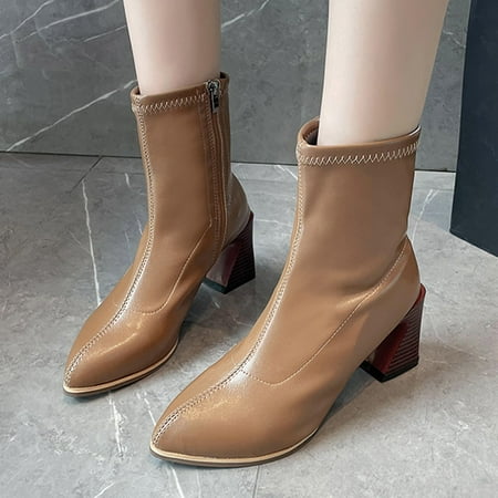Gubotare Womens Rain Boots Women Ankle Booties Chelsea Comfortable Boots Slip On Winter Booties Brown 8