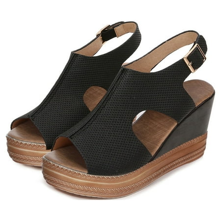 ZHELIYO Women s sandals Women s Ladies Fashion Solid Wedges Casual Buckle Strap Roman Shoes Sandals Black 7
ZHELIYO Women s sandals Women s Ladies Fashion Solid Wedges Casual Buckle Strap Roman Shoes Sandals Black 7