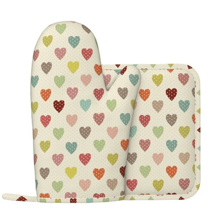 Heart Polka Dot Oven Mitts and Pot Holders Sets with 1 Non-Slip Left Silicone Oven Mitts and 1 Heatproof Insulated Hot Pads for Kitchen Use in Cooking Baking Grilling
Heart Polka Dot Oven Mitts and Pot Holders Sets with 1 Non-Slip Left Silicone Oven Mitts and 1 Heatproof Insulated Hot Pads for Kitchen Use in Cooking Baking Grilling
