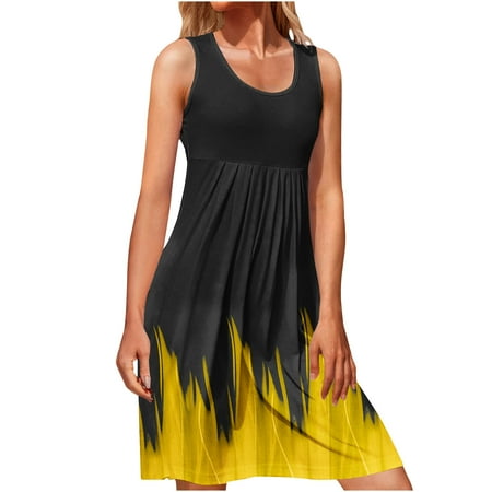 YanHoo Women s Beach Sundress Sleeveless Color-Blocking Print Tank Dress Loose Summer Casual Midi Dress
YanHoo Women s Beach Sundress Sleeveless Color-Blocking Print Tank Dress Loose Summer Casual Midi Dress