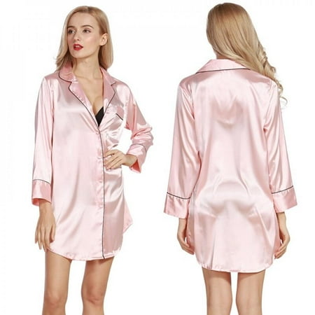 Newway Women Solid Color Imitation Silk Lapel Design Elegant Above-Knee Nightdress Soft Casual Breathable Nightgown
Newway Women Solid Color Imitation Silk Lapel Design Elegant Above-Knee Nightdress Soft Casual Breathable Nightgown