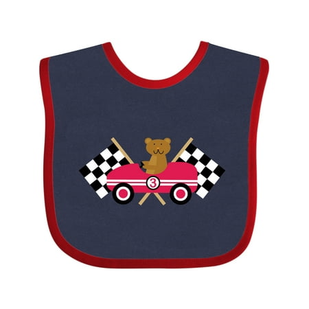 Inktastic Race Car Racing Bear Animal Gift Baby Boy or Baby Girl Bib
