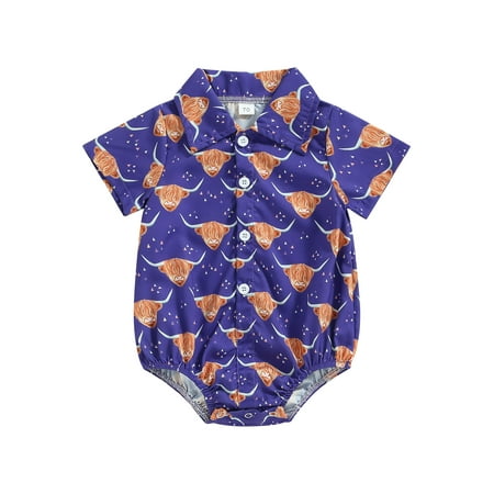 Lamuusaa Baby Boy Romper Shirt Short Sleeve Button Down Cow Print Bodysuit Western Clothes
Lamuusaa Baby Boy Romper Shirt Short Sleeve Button Down Cow Print Bodysuit Western Clothes