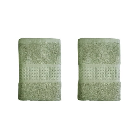 FBTS Prime Cotton Hand Towels 16x31 inch Extra Soft Solid Green 2 per Pack
