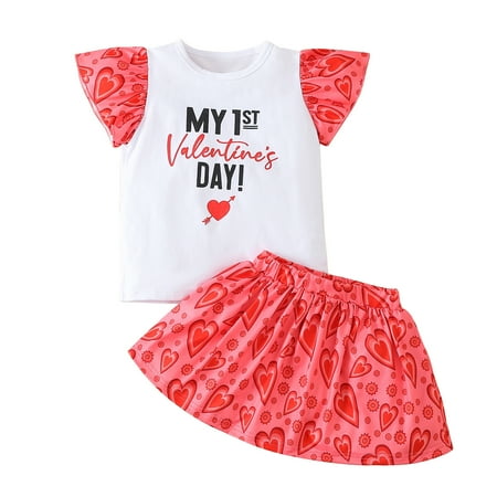 Zlekejiko Valentine s Day Toddler Kids Baby Girls Short Ruffled Sleeve Letter Tops Cartoon Print Skirt 2PCS Outfits Set
Zlekejiko Valentine s Day Toddler Kids Baby Girls Short Ruffled Sleeve Letter Tops Cartoon Print Skirt 2PCS Outfits Set
