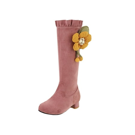 

Fall Savings Clearance Deals 2022! Juebong Cute Sunflower Flower High Boots Thick Heel Mid Heel Autumn And Winter Women s Boots