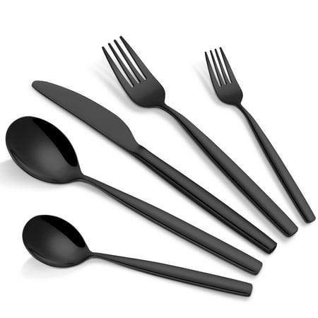 30 Pcs Stainless Steel Flatware Set for Home Kitchen Hotel and Restaurant Black
