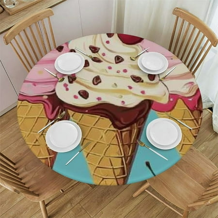 Sheronv Ice Cream Cones Cherries Pop Art Round Table Cover Stain Resistant Washable 100% Polyester Outdoor Fitted Great for Home Kitchen/Parties/Holiday Dinner 46 -50
Sheronv Ice Cream Cones Cherries Pop Art Round Table Cover Stain Resistant Washable 100% Polyester Outdoor Fitted Great for Home Kitchen/Parties/Holiday Dinner 46 -50