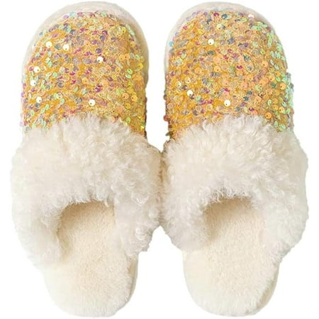CoCopeaunts Women Fashion Sequins Plush Slippers Cozy Non-slip Home Slippers Thick Warm Memory Foam House Shoes for Women Girls
CoCopeaunts Women Fashion Sequins Plush Slippers Cozy Non-slip Home Slippers Thick Warm Memory Foam House Shoes for Women Girls