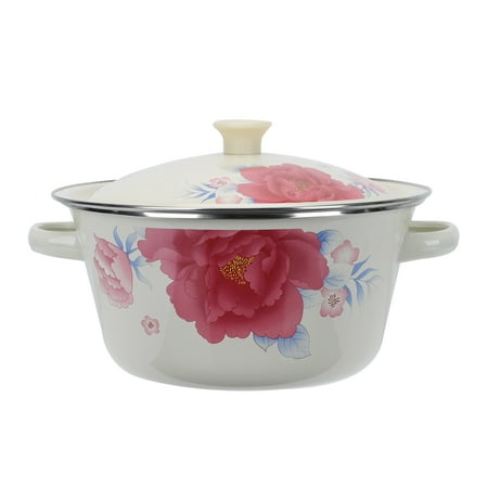 NUOLUX 1Pc Thickened Enameled Basin Double Handle Storage Basin Enameled Box with Lid