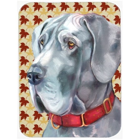 Caroline's Treasures Fall Leaves Great Dane Glass Cutting Board