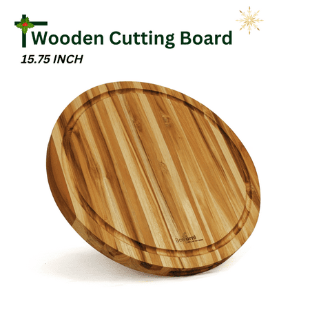 GZXS Round Wooden Cutting Chopping Board 15.75 with Juice Groove Pack of 5 Pieces