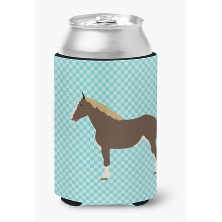 Percheron Horse Blue Check Can or Bottle Hugger