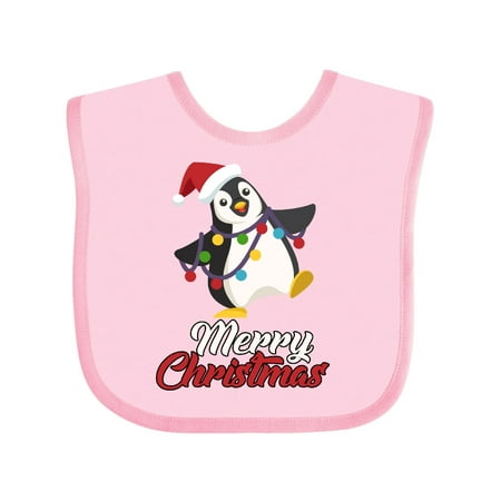 Inktastic Merry Christmas Penguin Gift Baby Boy or Baby Girl Bib