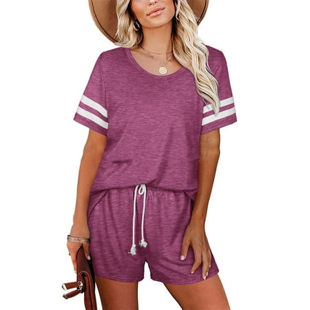 Womens Pajama Set Striped Short Sleeve Tops and Shorts Loungewear Casual 2 Piece Sleepwear Pjs Sets
Womens Pajama Set Striped Short Sleeve Tops and Shorts Loungewear Casual 2 Piece Sleepwear Pjs Sets