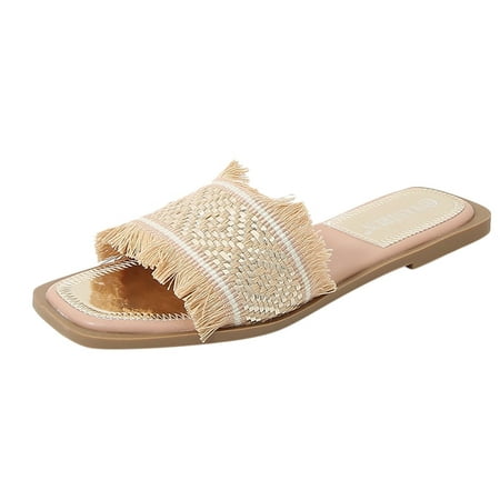 Slippers for Women Fashion Womens Breathable Lace Up Shoes Flats Casual Sandals Womens Slippers Pu Beige 37
Slippers for Women Fashion Womens Breathable Lace Up Shoes Flats Casual Sandals Womens Slippers Pu Beige 37