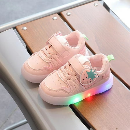 Girls Casual Cute Cartoon Strawberry LED Sneakers Non-slip Slip-on Hook And Loop Fastener Toddler Shoes
Girls Casual Cute Cartoon Strawberry LED Sneakers Non-slip Slip-on Hook And Loop Fastener Toddler Shoes