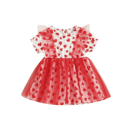 Calsunbaby Toddler Girl Mesh Patchwork Dress Heart Print Short Sleeve A-Line Dress for Valentine s Day Red White 6-9 Months
Calsunbaby Toddler Girl Mesh Patchwork Dress Heart Print Short Sleeve A-Line Dress for Valentine s Day Red White 6-9 Months