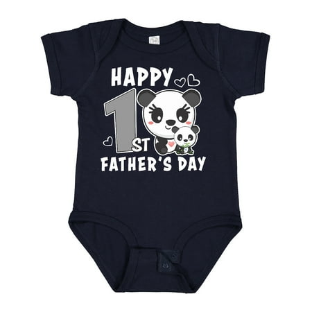 Inktastic Happy 1st Fathers Day with Pandas Gift Baby Girl Bodysuit