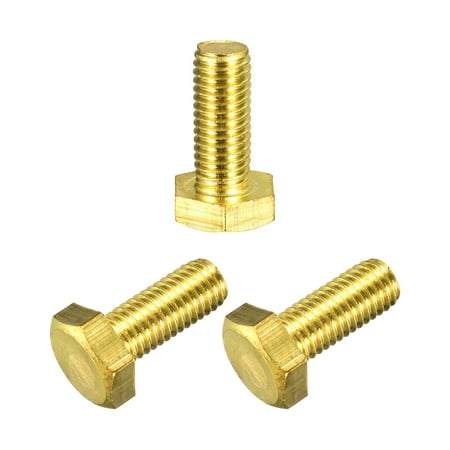 Brass Hex Bolts M10x25mm 3 Pack Fully Thread Grade 4.8 Machine Screws