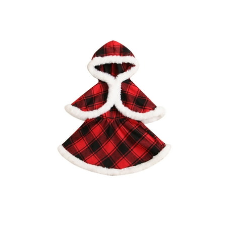 2Pcs Christmas Outfits for Toddler Plaid Plush Hooded Shawl Tops Cloak Coat and Sleeveless Dress
2Pcs Christmas Outfits for Toddler Plaid Plush Hooded Shawl Tops Cloak Coat and Sleeveless Dress