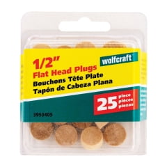 3PC Wolfcraft Wolfcraft - 3953405 - Flat Birch Head Plug 1/2 in. Dia. x 1/4 in. L - 1/Pack Natural